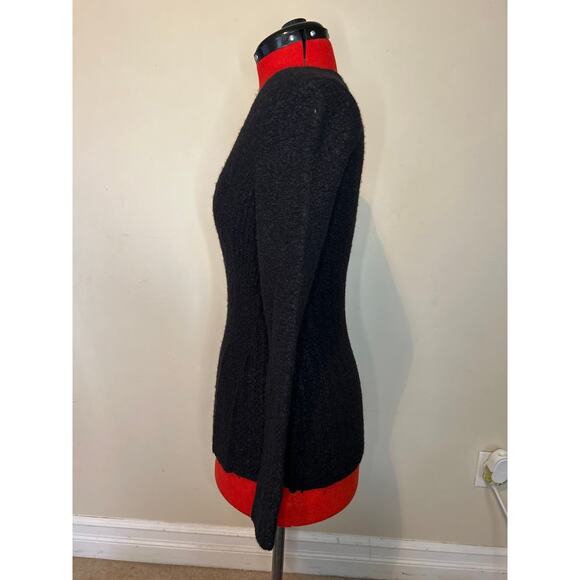 Moda International Women's Size Small Black Sweater Square Neckline Wool Blend - Picture 4 of 6